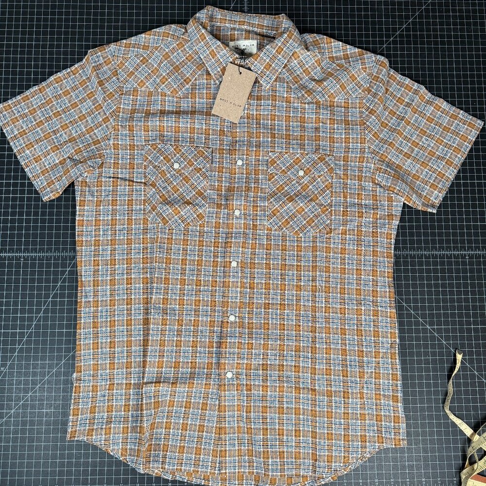 West Major - Sunday Plaid Western Shirt - Snap Buttons - Size Large - NWT - USA